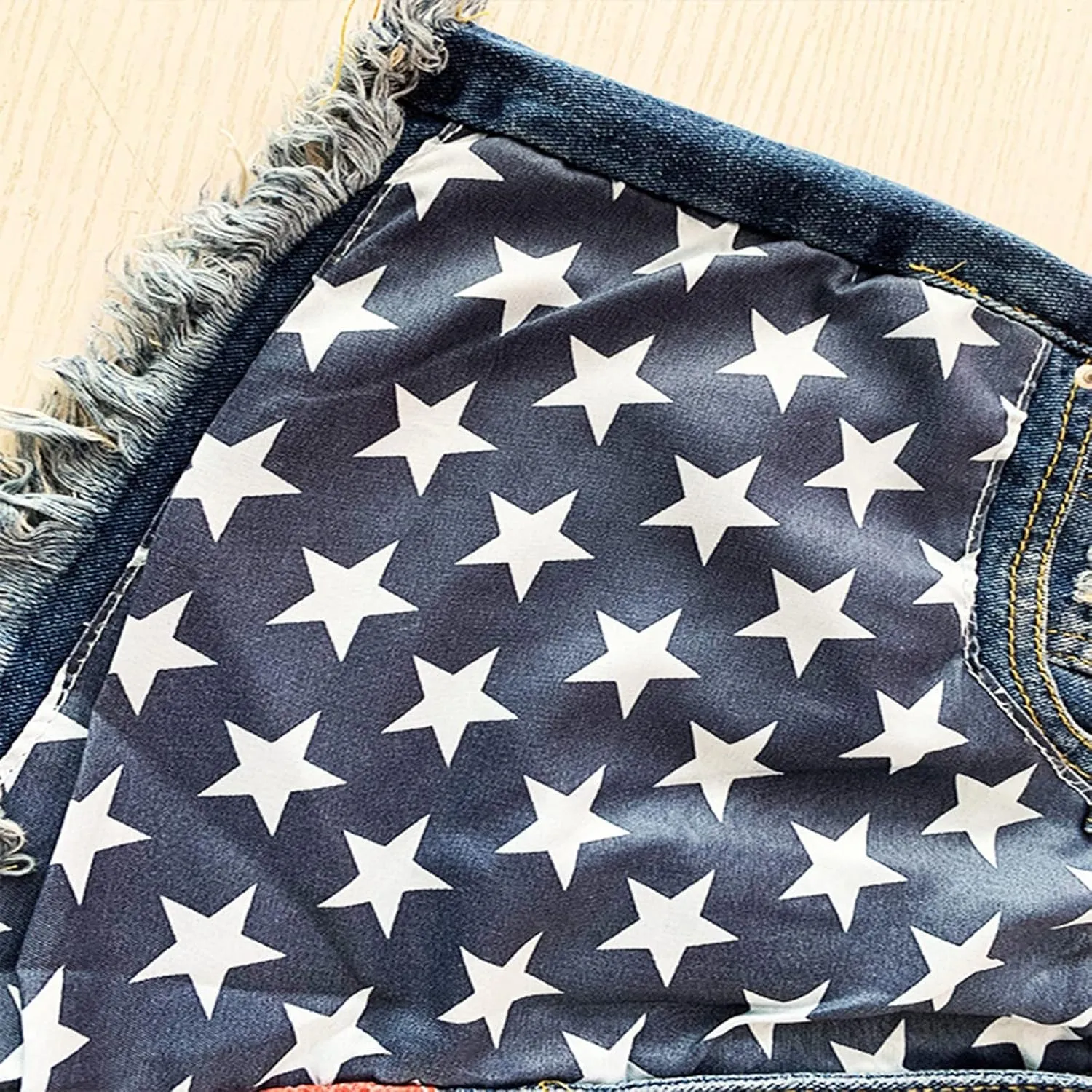 Fourth of July Shorts Women American Flag Printed Denim Shorts High Waisted Womens Patriotic Shorts