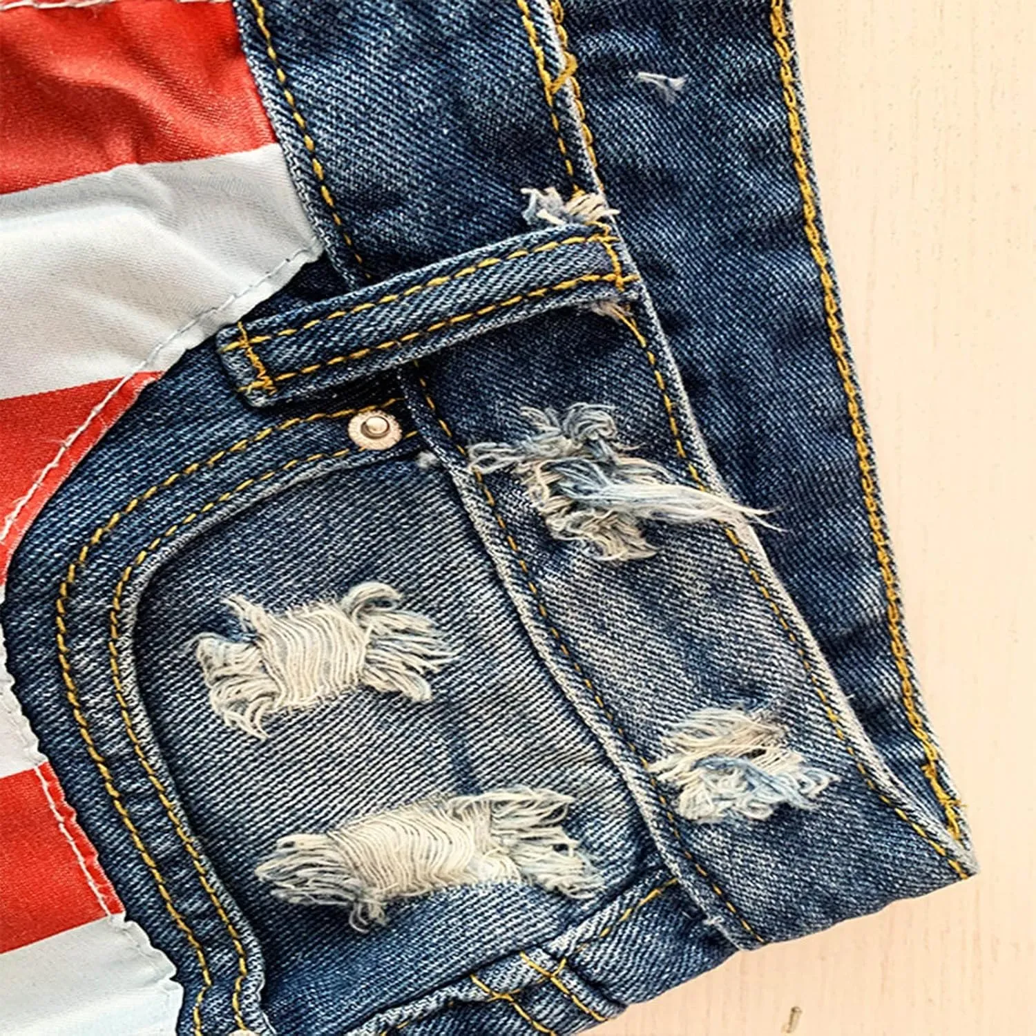 Fourth of July Shorts Women American Flag Printed Denim Shorts High Waisted Womens Patriotic Shorts