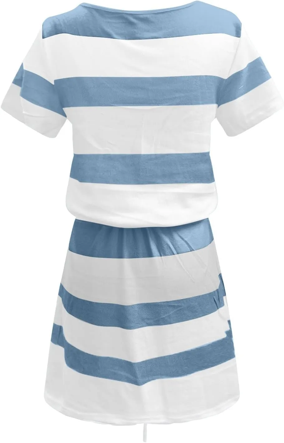 FZYLQY Summer Dresses for Women 2024 Casual Loose Sling V Neck Mini Dress Trendy Striped Drawstring Sundresses with Pockets