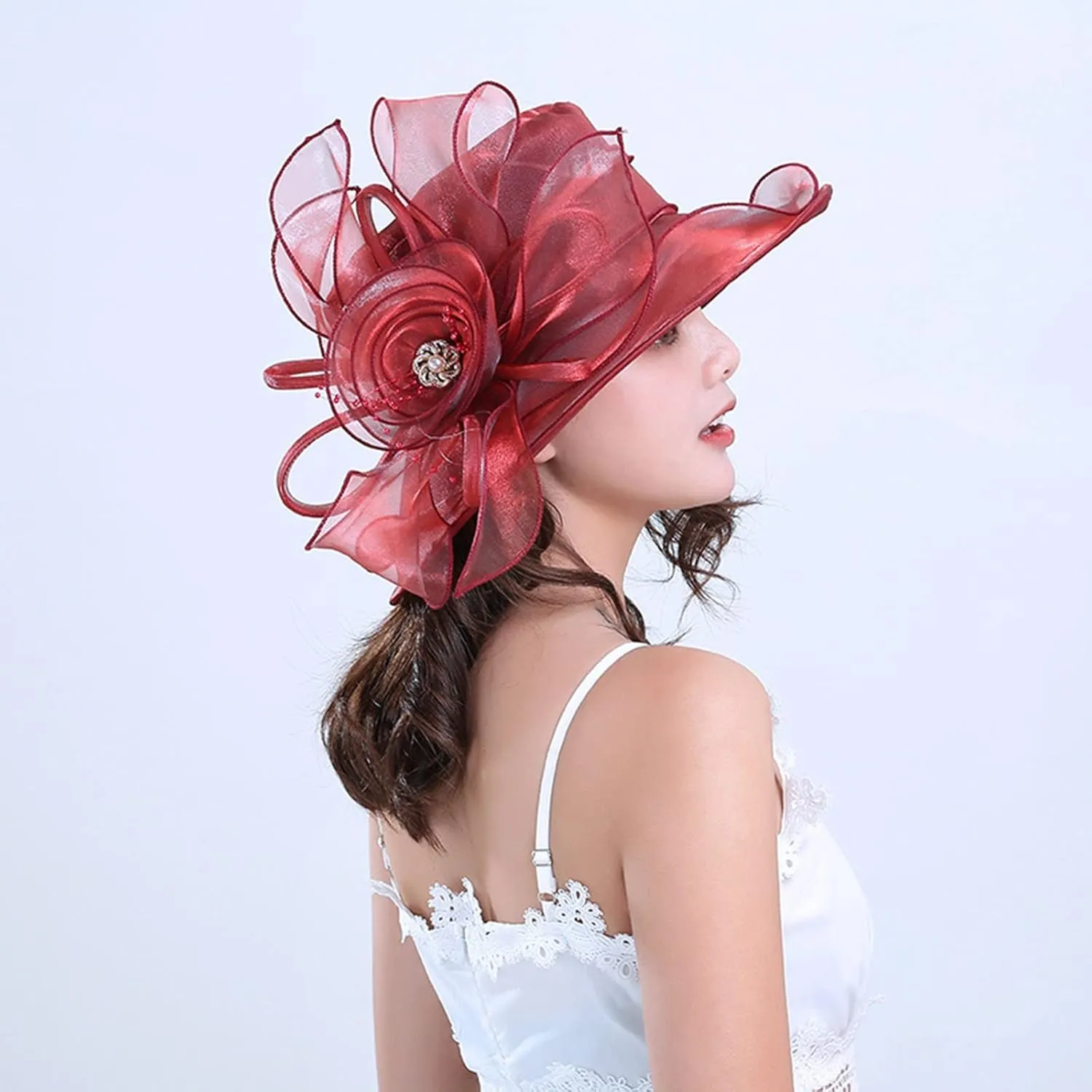 Hat for Women Ladies Girls Sun Protection Sun Fascinators Tea Party Bridal Church Sun Hat