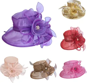 Hat for Women Ladies Girls Sun Protection Sun Fascinators Tea Party Bridal Church Sun Hat