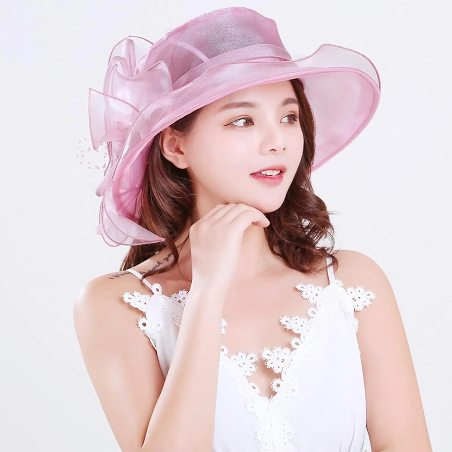 Hat for Women Ladies Girls Sun Protection Sun Fascinators Tea Party Bridal Church Sun Hat