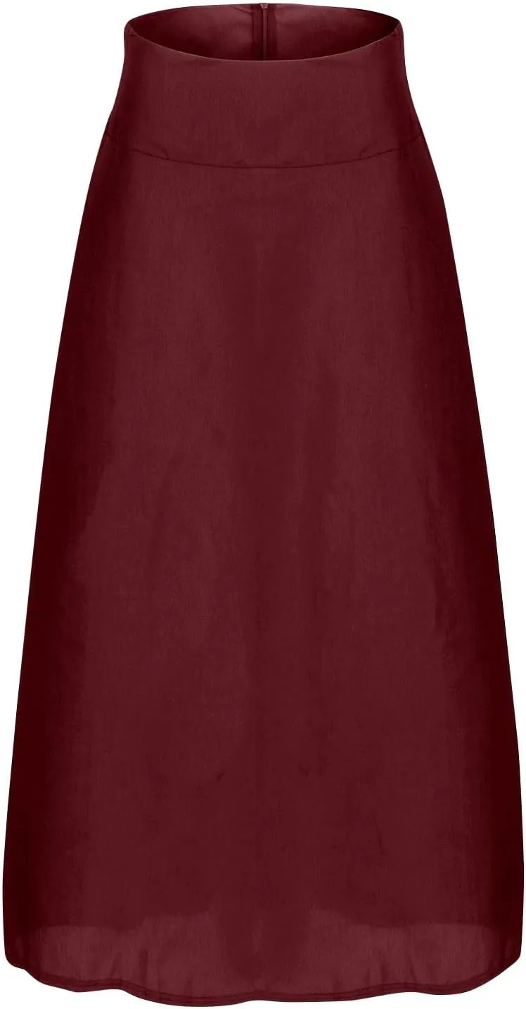 High Waisted Maxi Skirts for Women Solid Pleated Skirt A Line Ankle Length Bow Tie Flowy Long Skirt with Pockets