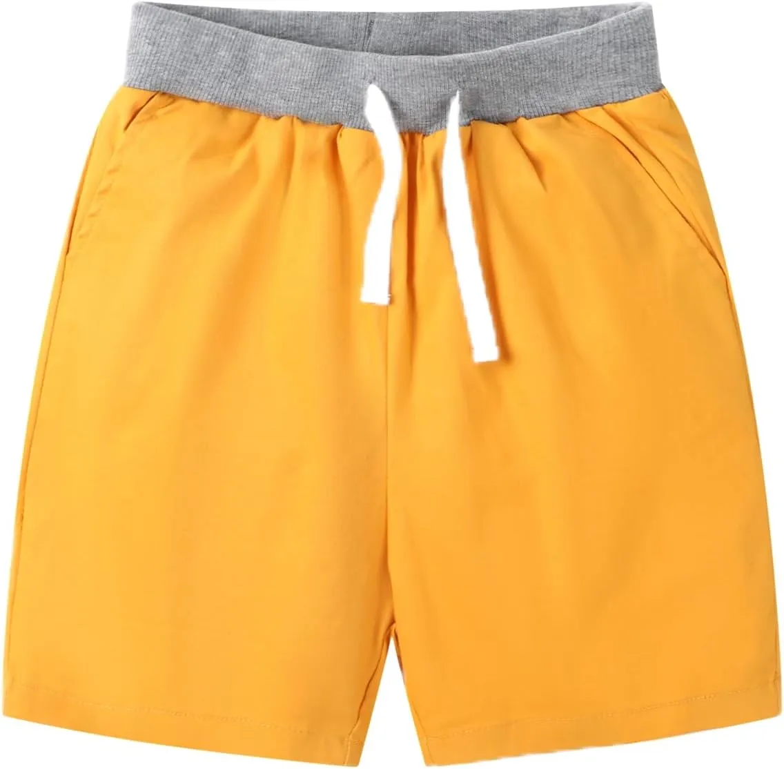 HILEELANG Toddler Boy Chino Shorts Summer Cotton Stretch Drawstring School Uniform Jogger Shorts 2 Pack