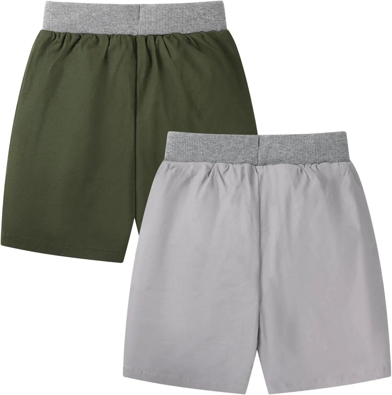 HILEELANG Toddler Boy Chino Shorts Summer Cotton Stretch Drawstring School Uniform Jogger Shorts 2 Pack