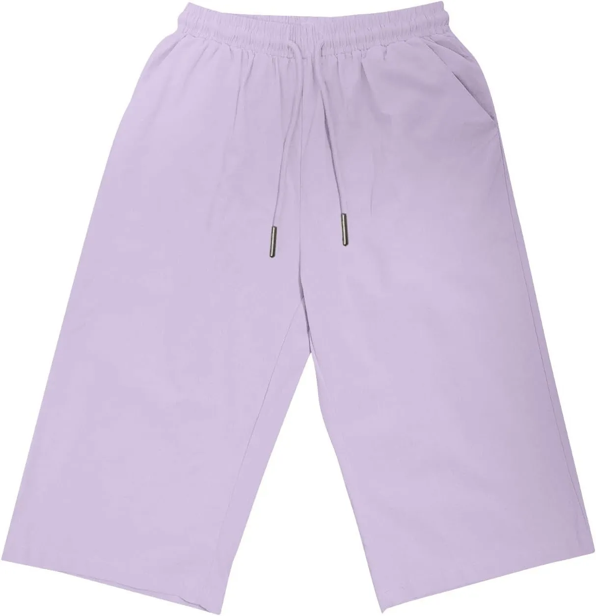 hlysgo Linen Shorts for Women Knee Length Bermuda Shorts 2025 Summer High Waist Drawstring Casual Beach Shorts with Pockets