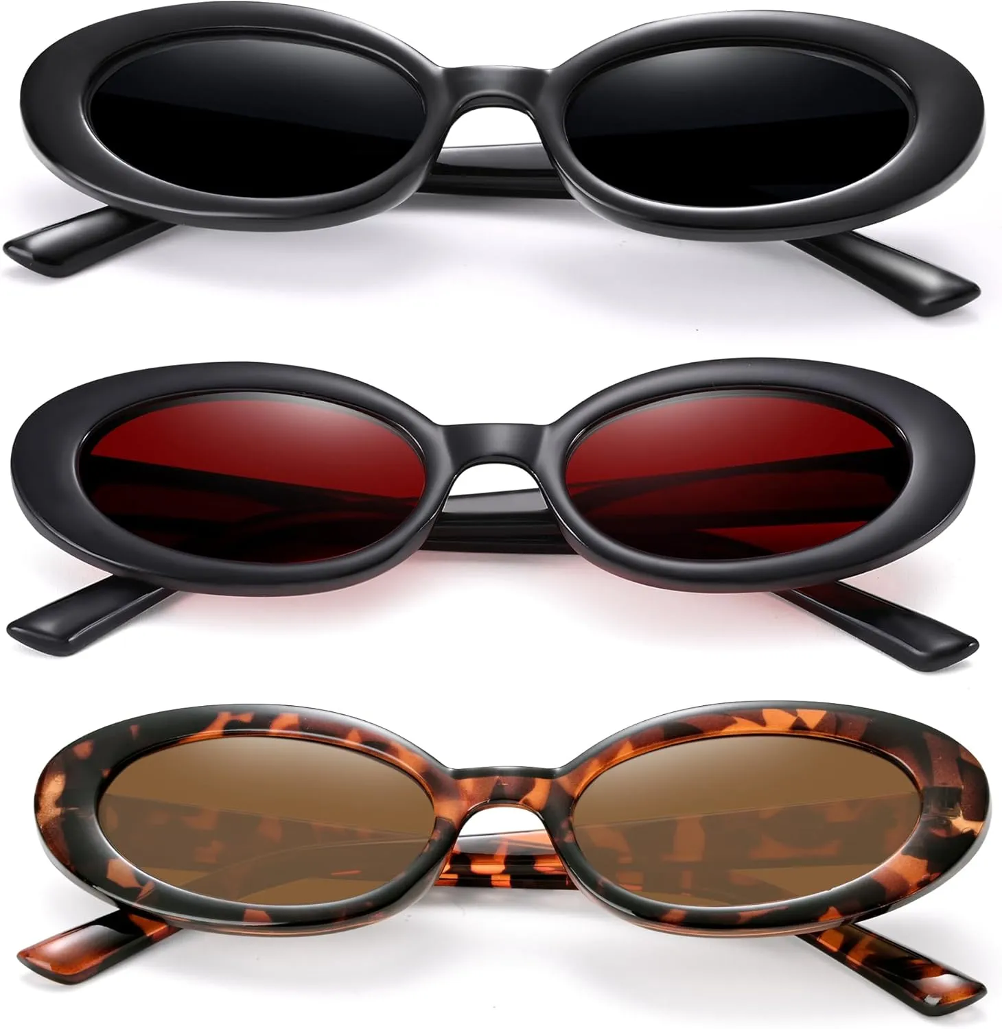 Hycredi Retro Oval Sunglasses for Women Men, Trendy Small Sun Glasses 90s Vintage Cat Eye Shades