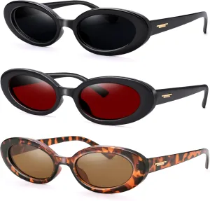 Hycredi Retro Oval Sunglasses for Women Men, Trendy Small Sun Glasses 90s Vintage Cat Eye Shades