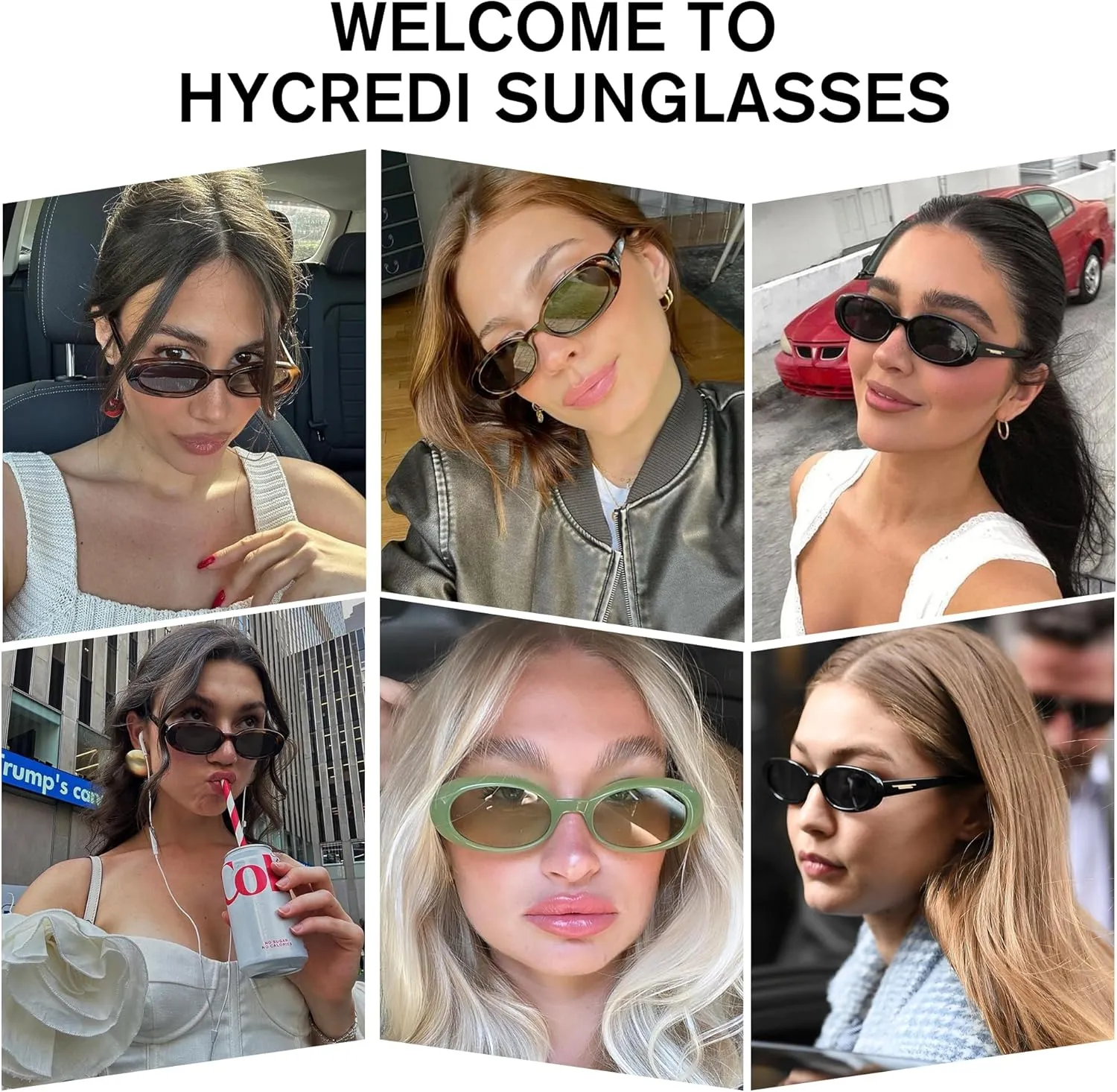 Hycredi Retro Oval Sunglasses for Women Men, Trendy Small Sun Glasses 90s Vintage Cat Eye Shades