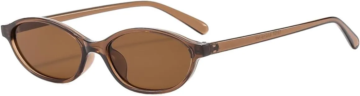 IKANOO Retro Oval Sunglasses for Women Men Chic Cat Eye 90s Style Trendy Narrow Sunnies Vintage Small Sun Glasses
