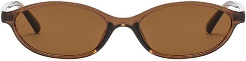 IKANOO Retro Oval Sunglasses for Women Men Chic Cat Eye 90s Style Trendy Narrow Sunnies Vintage Small Sun Glasses