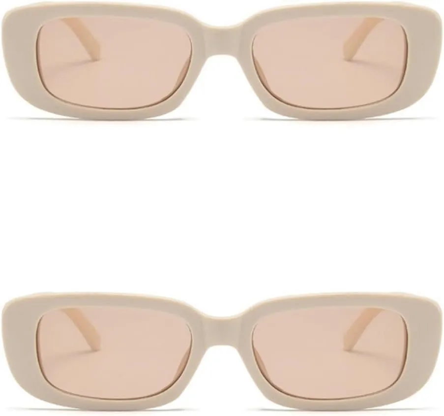 IKANOO Retro Rectangle Sunglasses for Women Men Small Square Frame Trendy Y2K 90’s Black Sunglasses