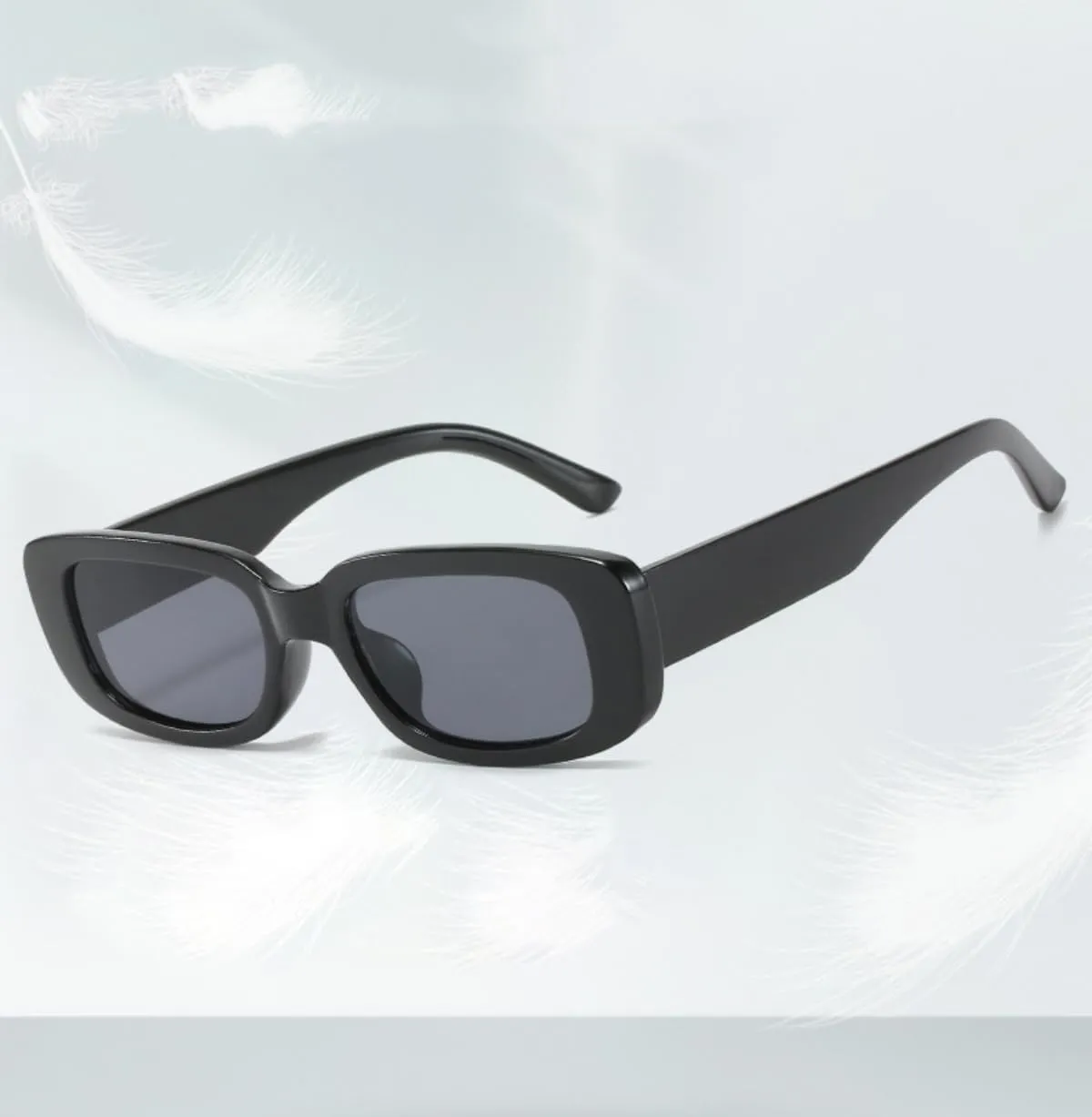 IKANOO Retro Rectangle Sunglasses for Women Men Small Square Frame Trendy Y2K 90’s Black Sunglasses