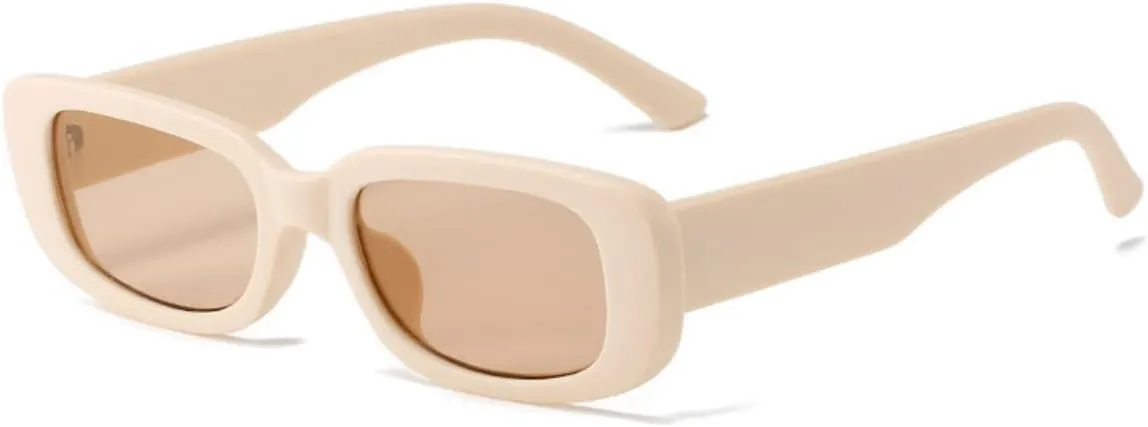 IKANOO Retro Rectangle Sunglasses for Women Men Small Square Frame Trendy Y2K 90’s Black Sunglasses