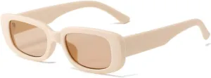 IKANOO Retro Rectangle Sunglasses for Women Men Small Square Frame Trendy Y2K 90’s Black Sunglasses