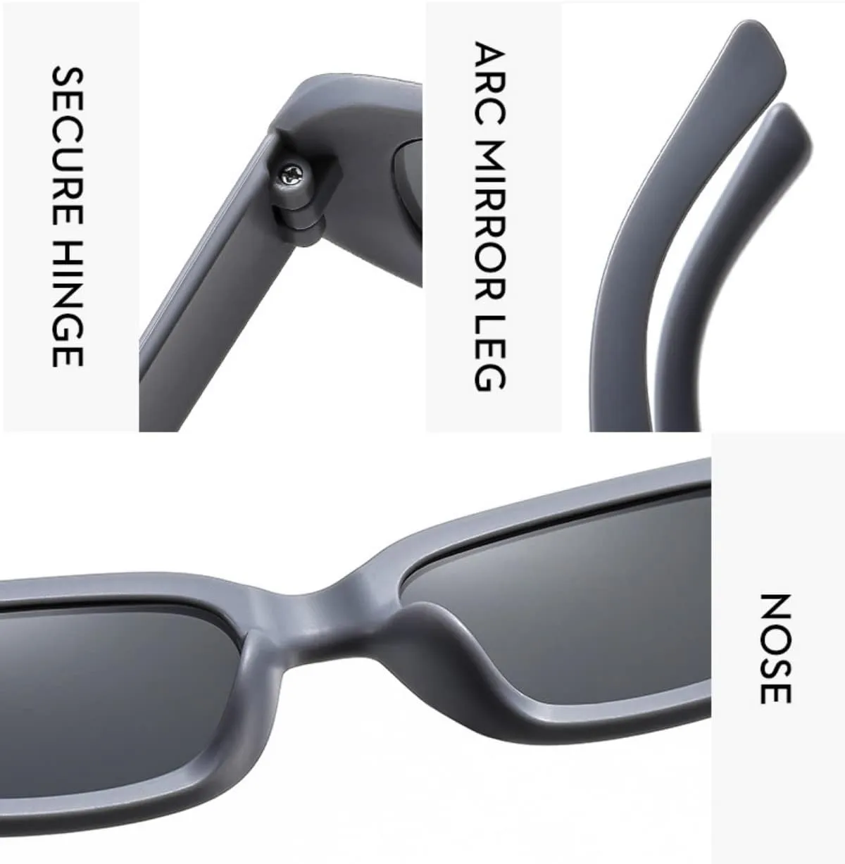 IKANOO Retro Rectangle Sunglasses for Women Men Small Square Frame Trendy Y2K 90’s Black Sunglasses