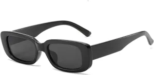 IKANOO Retro Rectangle Sunglasses for Women Men Small Square Frame Trendy Y2K 90’s Black Sunglasses