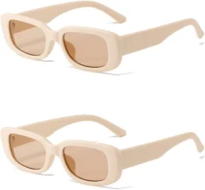 IKANOO Retro Rectangle Sunglasses for Women Men Small Square Frame Trendy Y2K 90’s Black Sunglasses