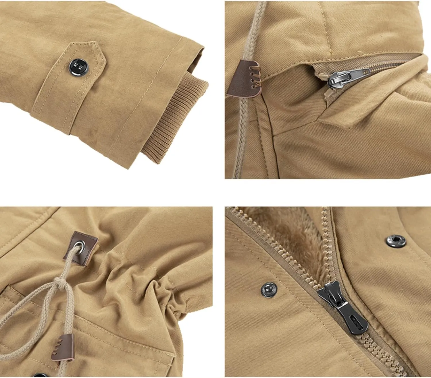 INVACHI Men's Winter Jacket Cotton Military Jackets Fleece Lined Thick Work Coats Warm Cargo Jackets with Hooded Pockets