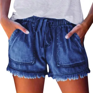 Jean Shorts Women Casual High Waisted Womens Denim Shorts Frayed Raw Hem Stretchy Shorts for Women