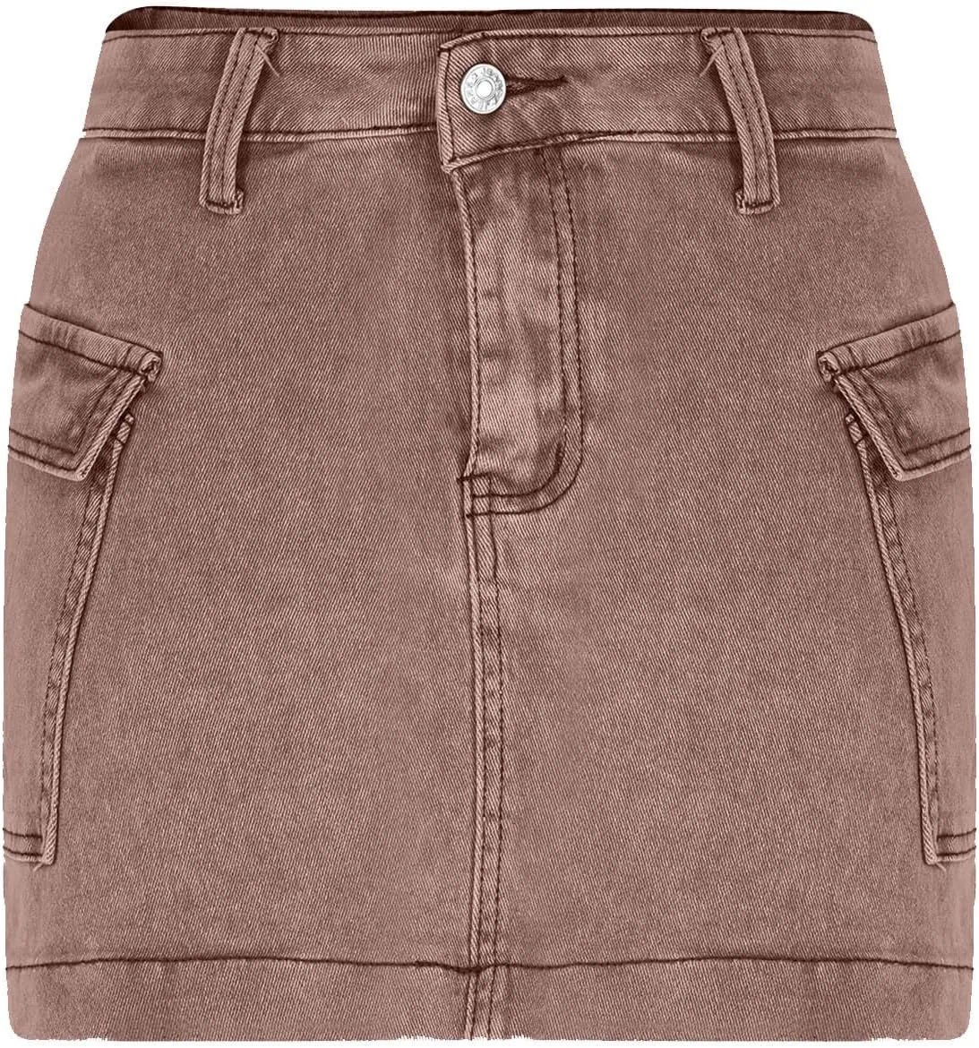 Jean Skirts for Women Denim Distressed High Waisted Stretchy Mini Skirt Solid Color Short Jeans Bottoms with Pockets