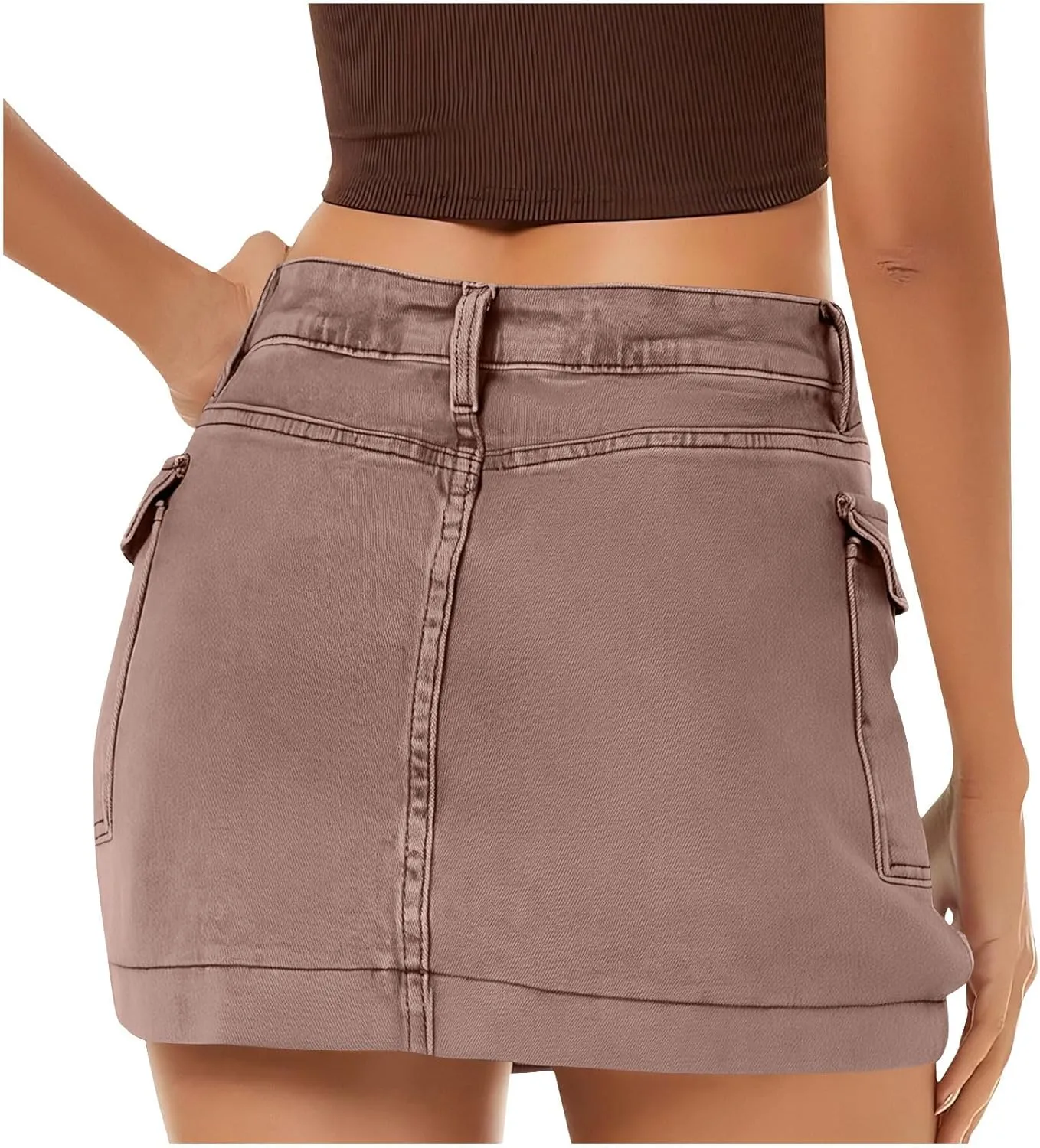Jean Skirts for Women Denim Distressed High Waisted Stretchy Mini Skirt Solid Color Short Jeans Bottoms with Pockets