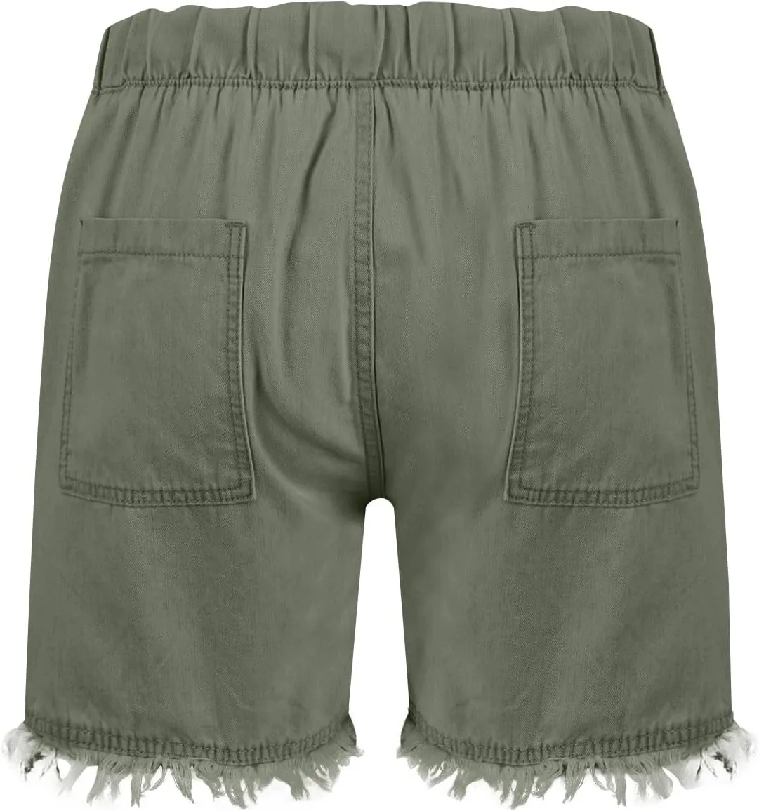 Jeans Shorts for Women Lightweight Drawstring High Waisted Denim Shorts Casual Summer Lounge Shorts with Pockets