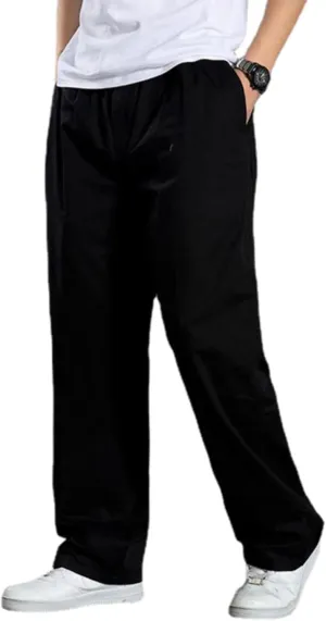 JEShifangjiusu Men's Relaxed Fit Elastic Waist Straight-Leg Chino Pant Casual Cotton Pants Loose Comfy Trousers