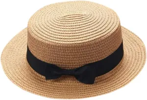Kids Boater Sun Hat Boys Panama-Beach-Hat Girls Wide-Brim Fedora Hat for Toddlers Summer-Outdoor