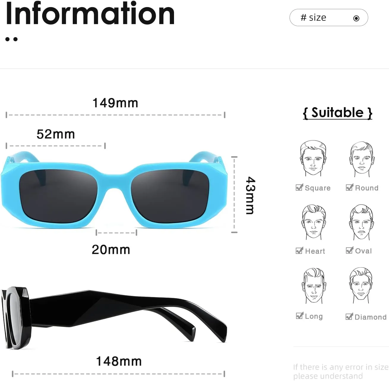 kimorn Rectangle Sunglasses for Women Men Trendy Retro Trendy Sun Glasses 90’s Vintage Square Frame K1307