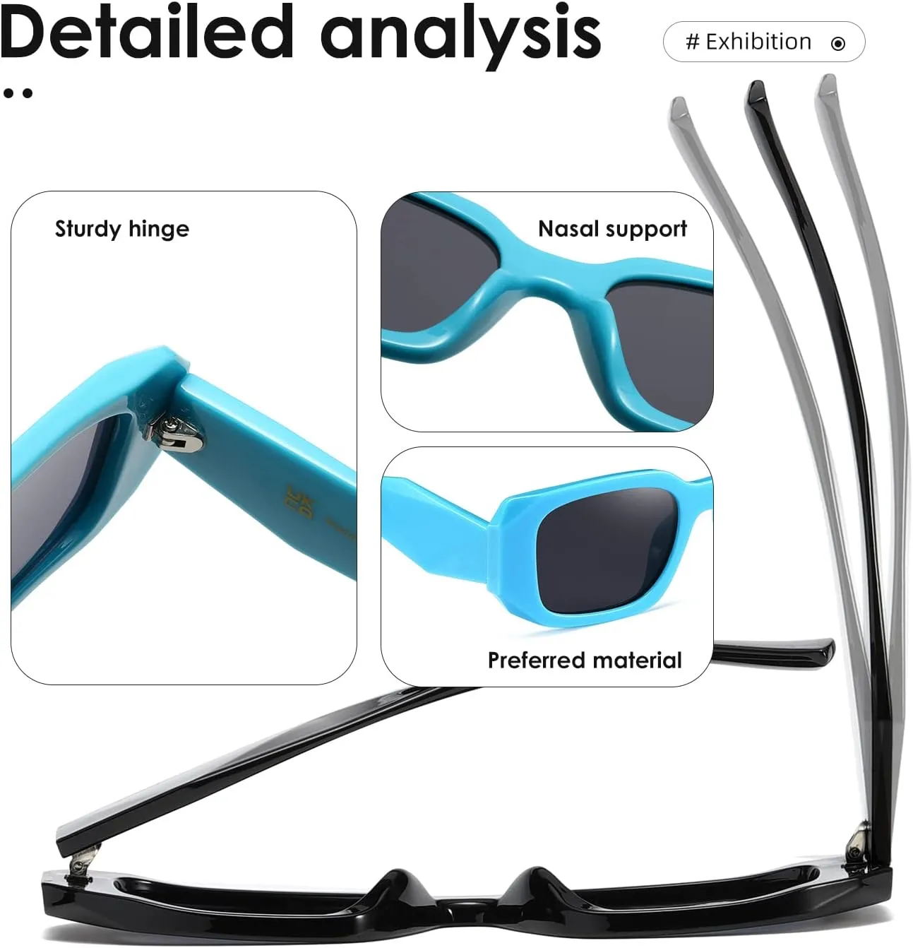 kimorn Rectangle Sunglasses for Women Men Trendy Retro Trendy Sun Glasses 90’s Vintage Square Frame K1307