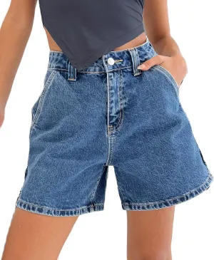 KMBANGI Y2k Women Jean Shorts High Waisted Carpenter Denim Shorts with Pockets Trendy Fashion Summer Shorts