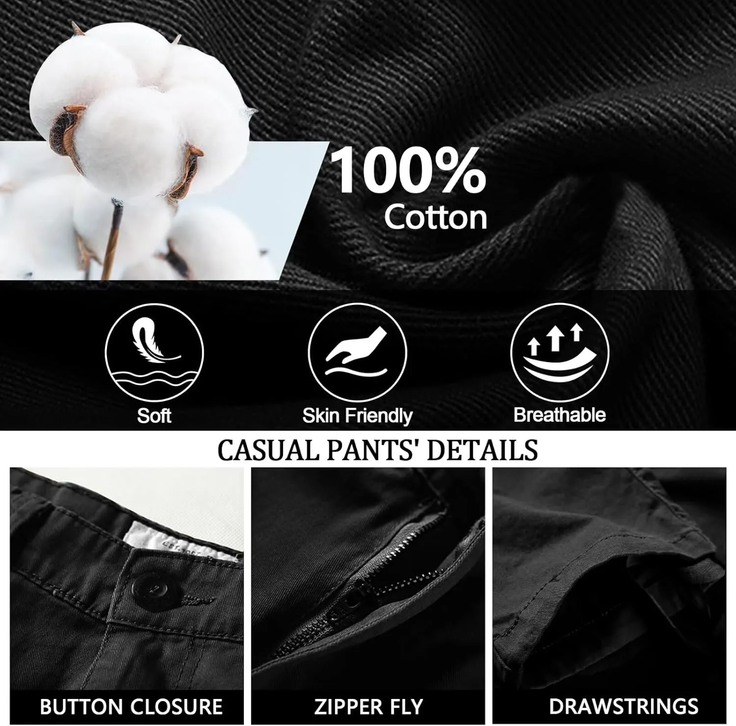 KOCTHOMY Cargo Pants for Men Cotton Camo Casual Pants Relaxed Fit Hiking Pants Men Work Pants with Multi-Pocket.