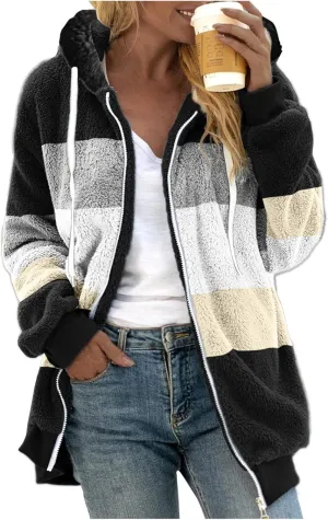 LCMTWX Winter Coats for Women 2023 Trendy Cute Hooded Pullover Sweatershirt Solid Artificial Full Zip Long Sleeve Casual