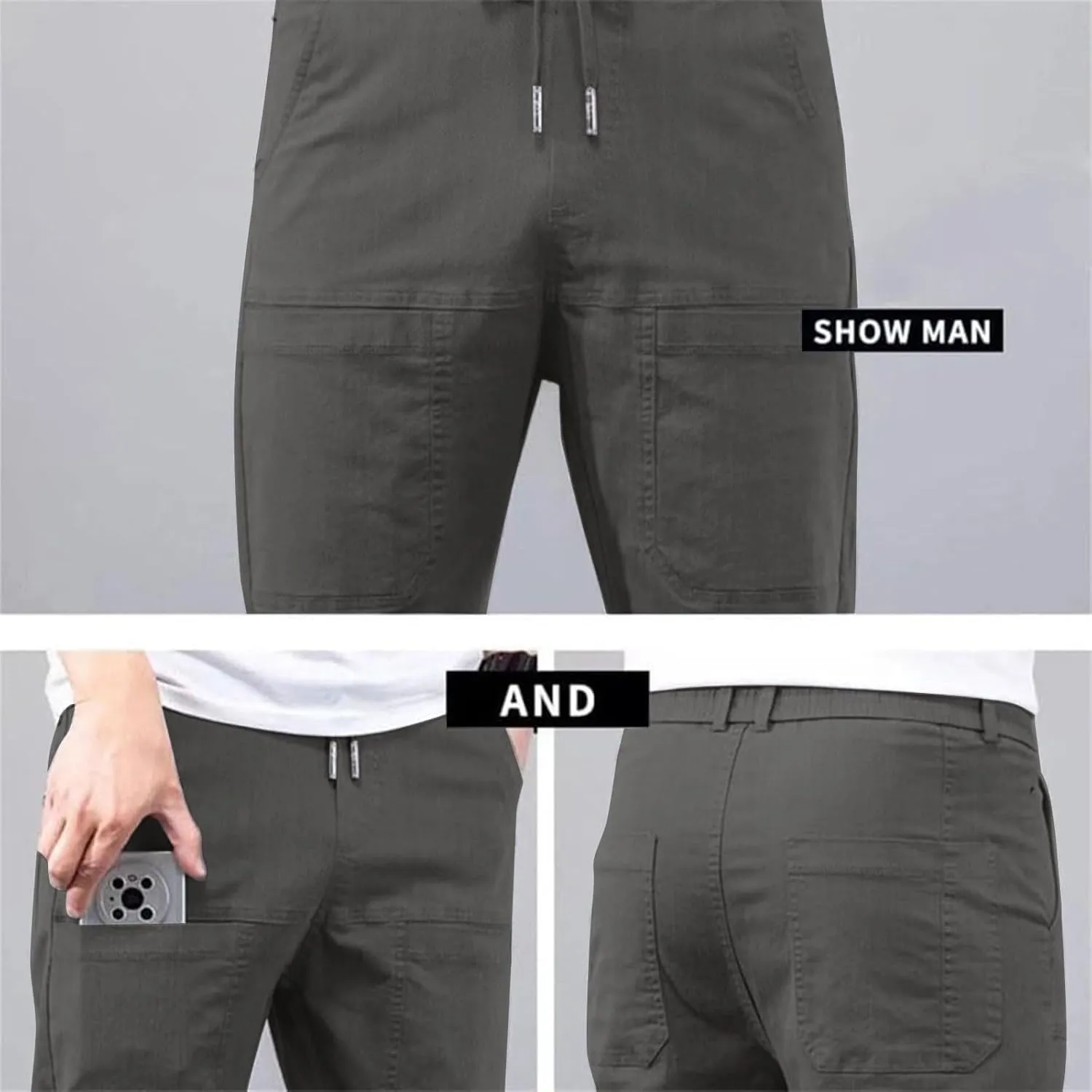 lcyhony Mens Hiking Pants Relaxed fit Multipants-High Stretch Multi-Pocket Durable Cargo Pants Plus Size Summer Casual Pants