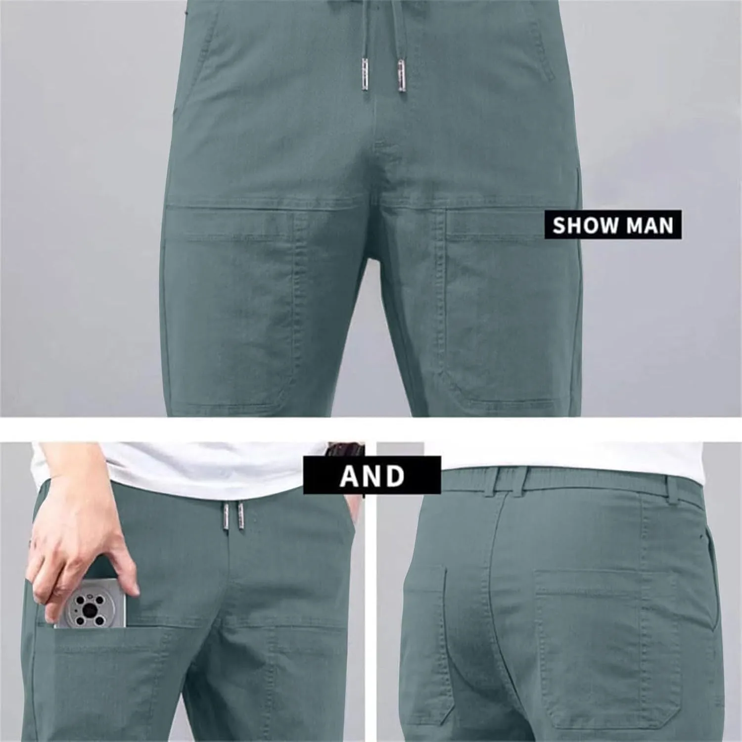 lcyhony Mens Hiking Pants Relaxed fit Multipants-High Stretch Multi-Pocket Durable Cargo Pants Plus Size Summer Casual Pants