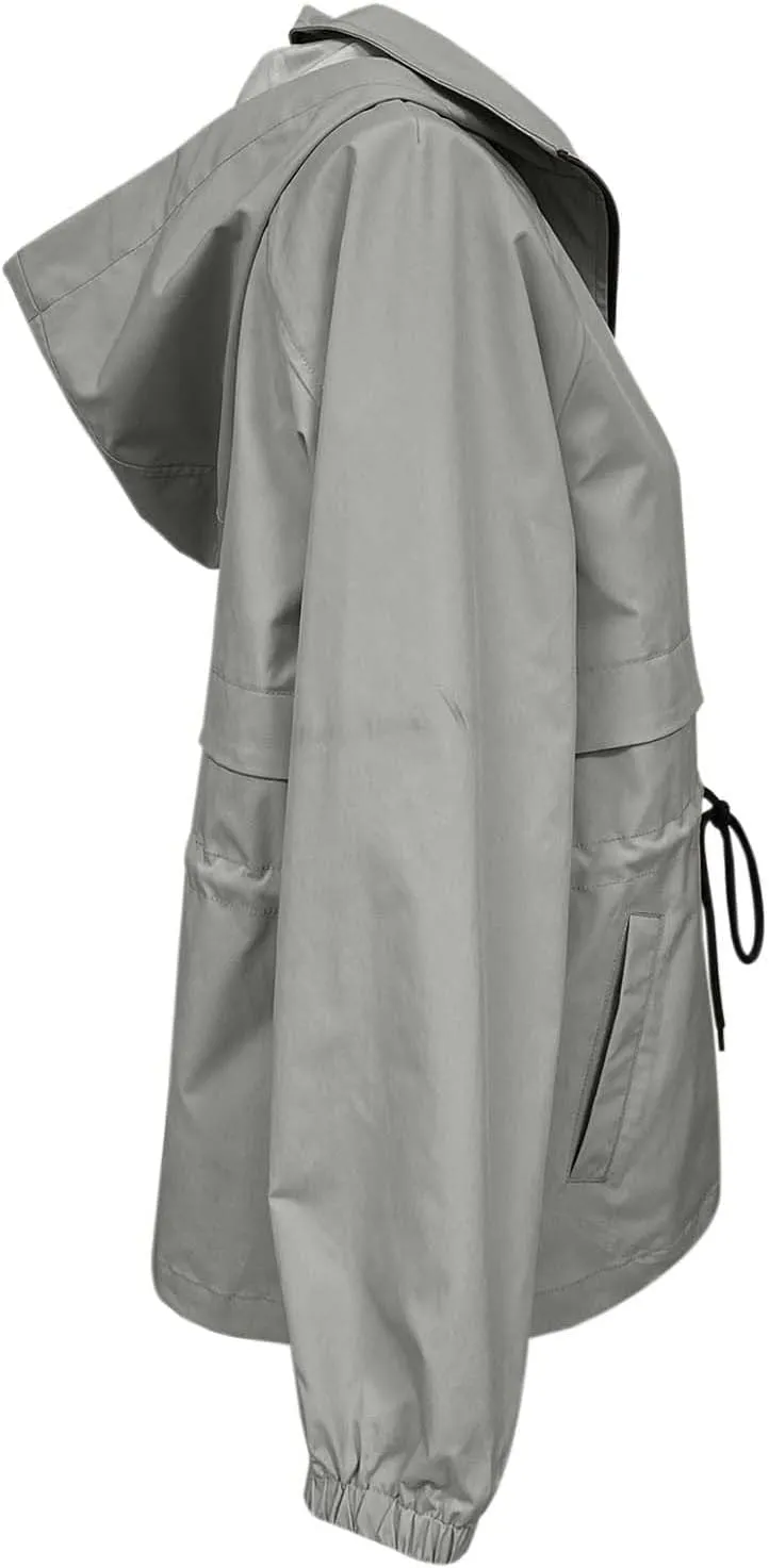 Lightweight Rain Jacket Women Raincoats Waterproof Windproof Adjustable Windbreaker Rain Coats Hooded with Pockets
