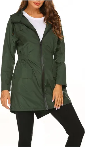 Lightweight Rain Jacket Women Waterproof Outdoor Hooded Raincoat Windbreaker Hiking Raincoat Windproof Trench Coats