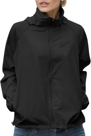 Lightweight Rain Jacket Women Waterproof Raincoats Packable Outdoor Hooded Windbreaker Rain Coat Long Sleeve Outerwear