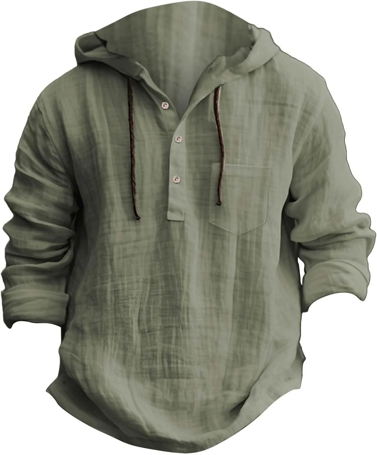 Linen Shirts for Men Lightweight Button Up Long Sleeve Hoodies Sweatshirts Lightweight Hawaiian Beach Hippie Shirt