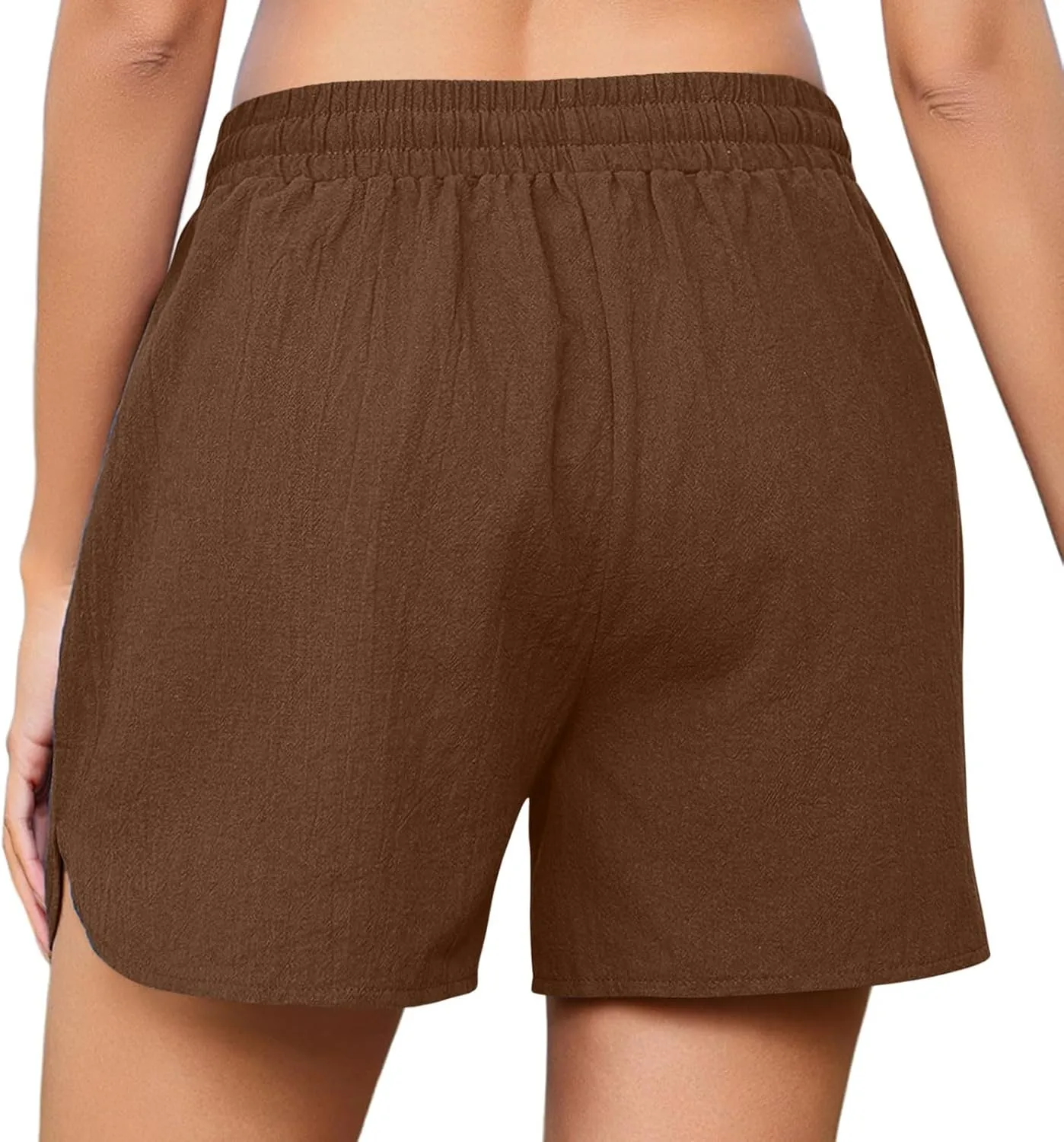 Linen Shorts for Women 2025 Trendy Summer Plus Size Comfy Drawstring Casual Pants Elastic Waist Wide Leg Shorts