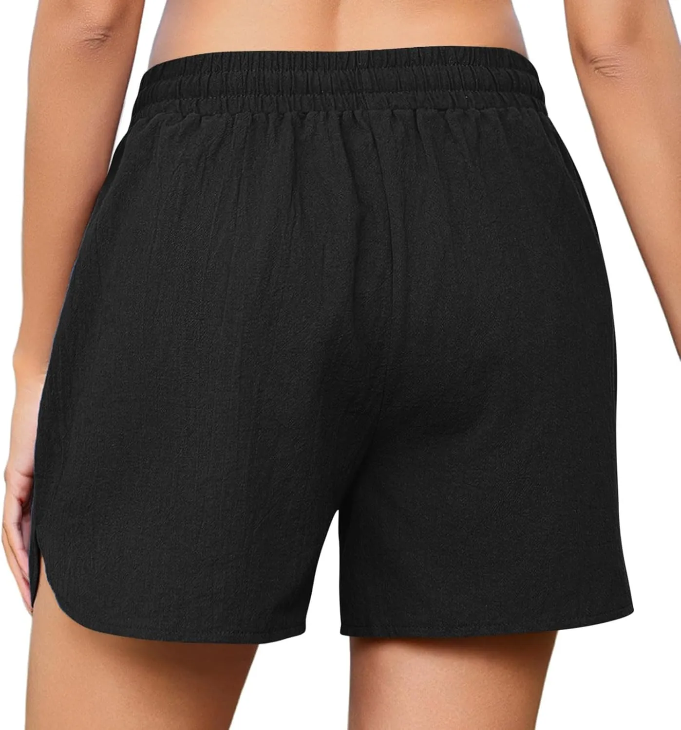 Linen Shorts for Women 2025 Trendy Summer Plus Size Comfy Drawstring Casual Pants Elastic Waist Wide Leg Shorts