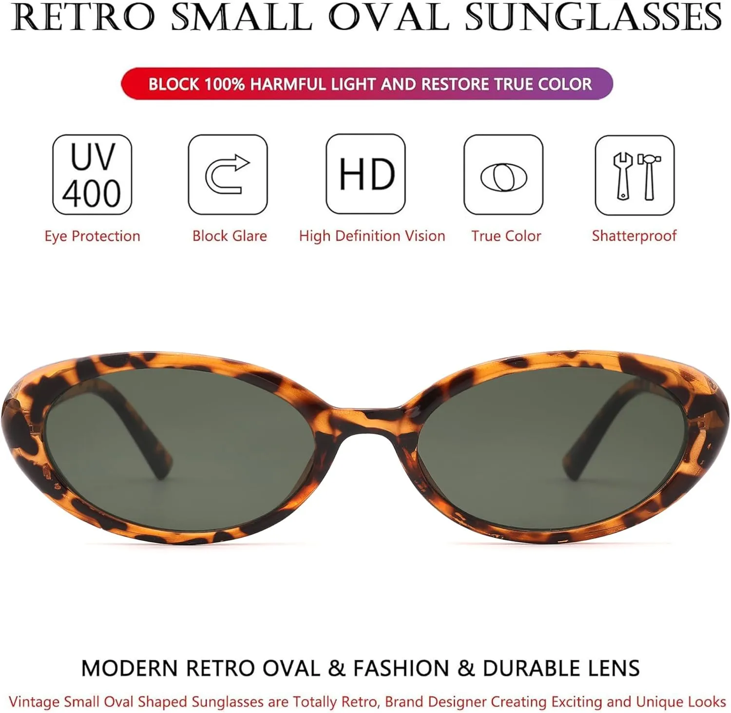 LIU·WEN Oval Sunglasses for Women Men Retro Small Cat Eye Glasses 90s Vintage Style Shades