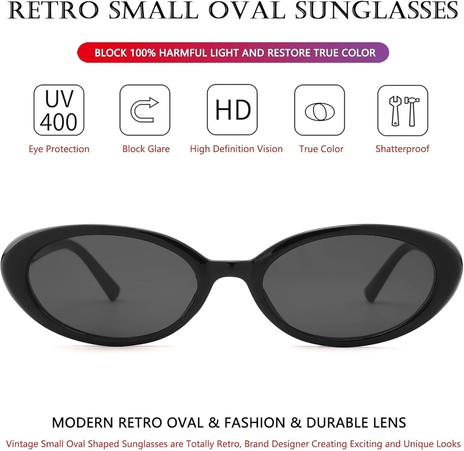 LIU·WEN Oval Sunglasses for Women Men Retro Small Cat Eye Glasses 90s Vintage Style Shades