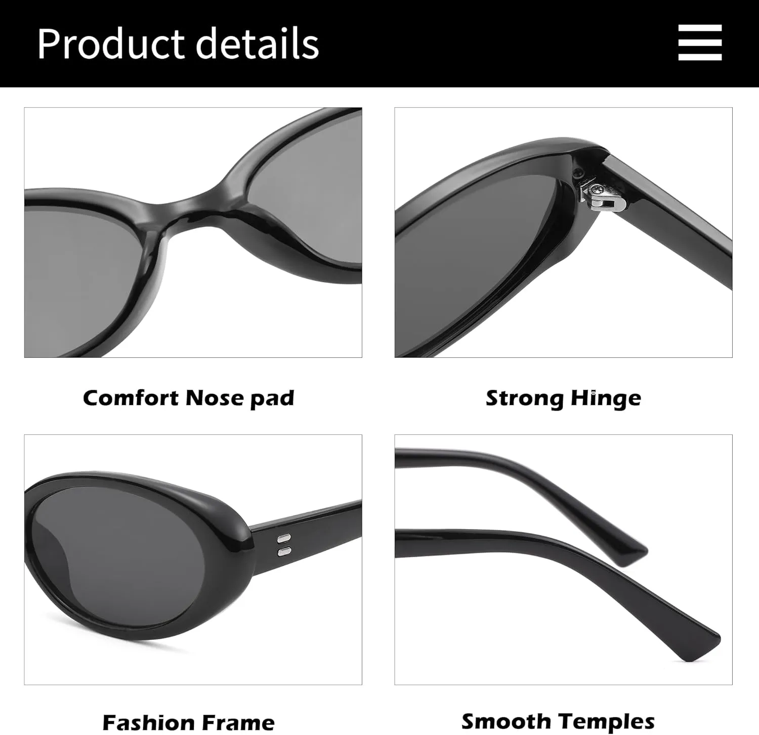 LIU·WEN Oval Sunglasses for Women Men Retro Small Cat Eye Glasses 90s Vintage Style Shades