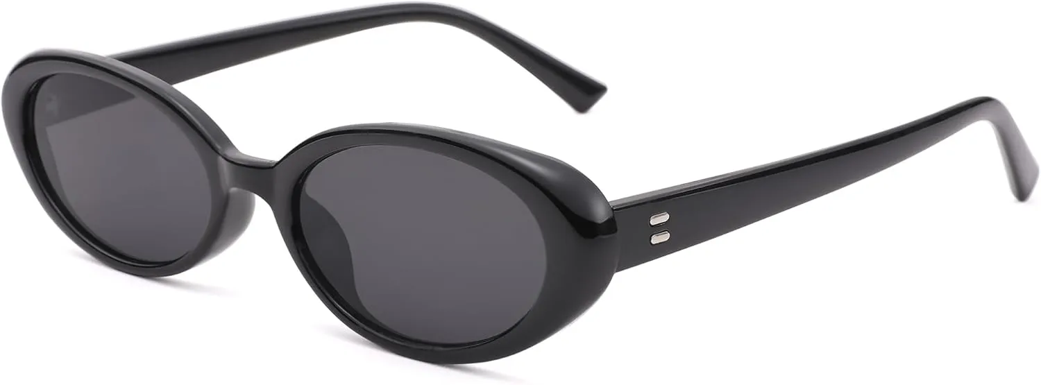 LIU·WEN Oval Sunglasses for Women Men Retro Small Cat Eye Glasses 90s Vintage Style Shades