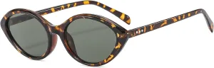 LJCZKA Retro Oval Sunglasses for Women Men 90s Vintage Small Cat Eye Sunnies Trendy Round Sun Glasses UV400 Protection