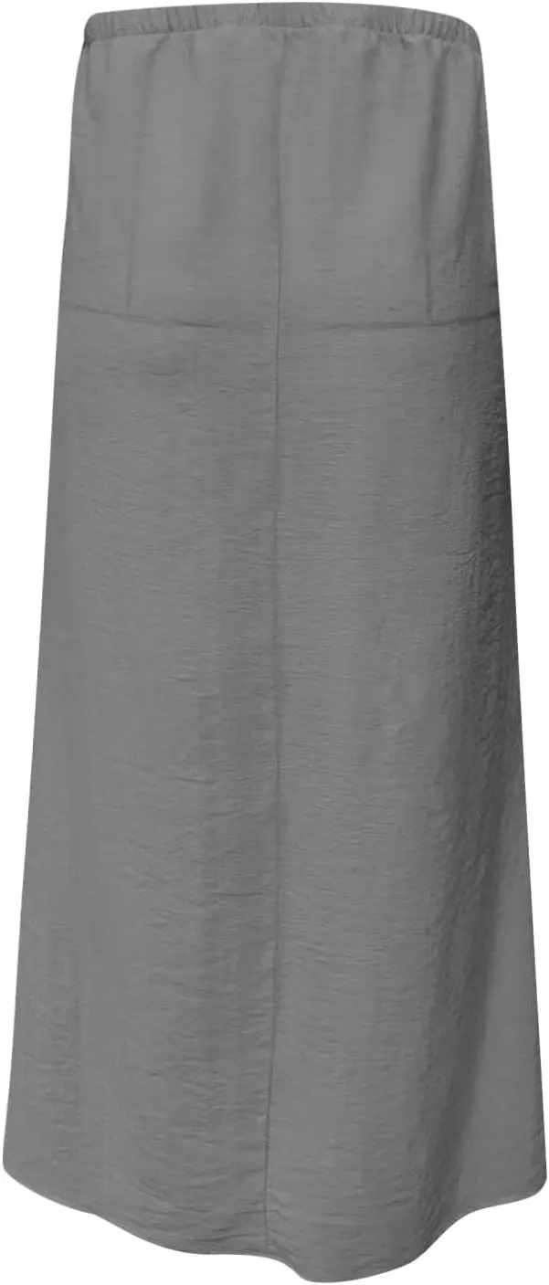 Long Skirts for Women Boho Vacation Flowy Maxi Skirt Lightweight Drawstring Low Rise Ankle Length Slim A Line Skirt