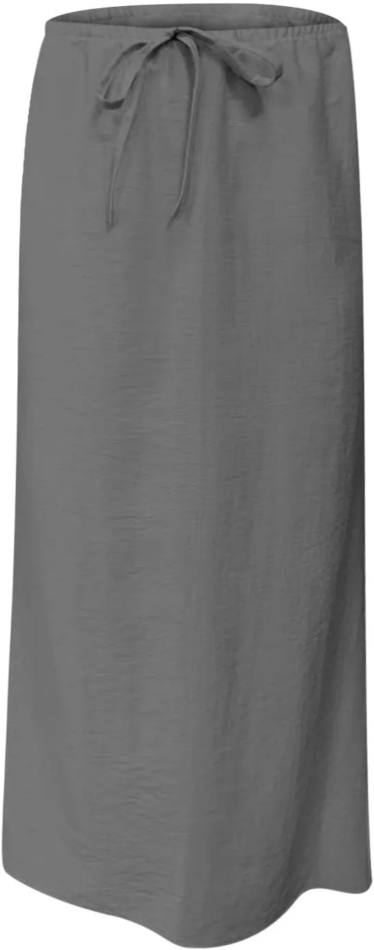 Long Skirts for Women Boho Vacation Flowy Maxi Skirt Lightweight Drawstring Low Rise Ankle Length Slim A Line Skirt