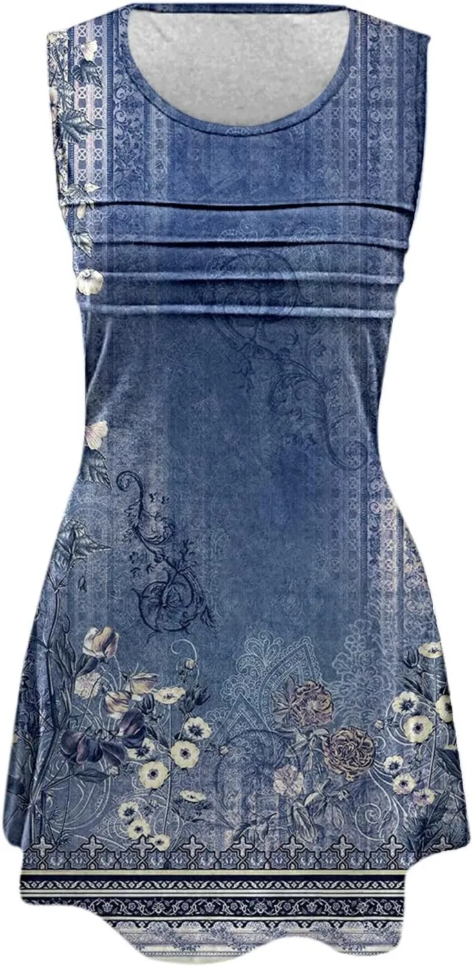 Long Summer Dresses Womens with Pockets Summer Casual Tank Dress Sleeveless Midi Beach Dress Cotton Dress Summer